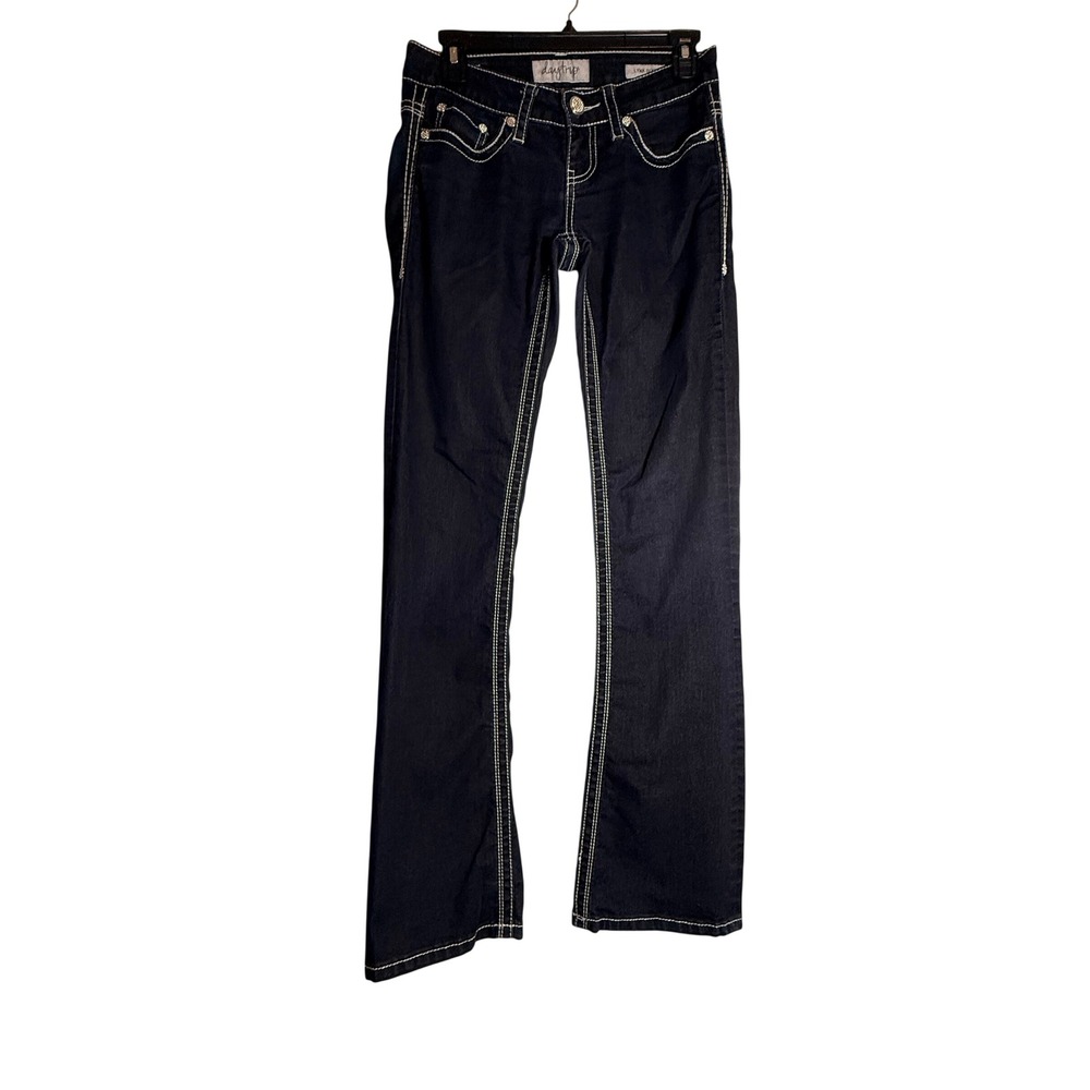 Daytrip Lynx Bootcut Jeans Dark Wash Contrast Stitch Low Rise 25L Indigo